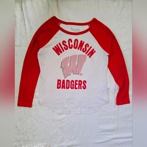 Touch Women's Wisconsin Badgers Red Long Sleeve Tee With Bling On The W.